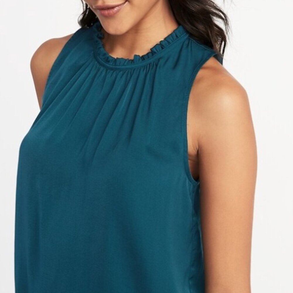 Old Navy Relaxed Sleeveless Ruffle-Trim Satin Top for Women - Picture 9 of 9